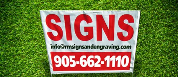 Printed bag sign sleeves with bold lettering for outdoor promotion