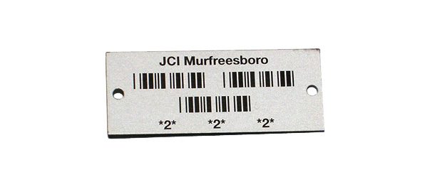 Durable metal barcode asset tag sample