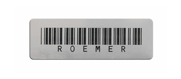 Barcode label sample with logo and serial number