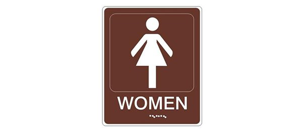 Tactile washroom sign sample with Grade 1 braille