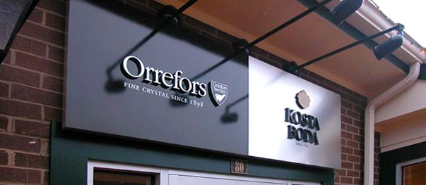 Metal-finish dimensional letters on a building facade