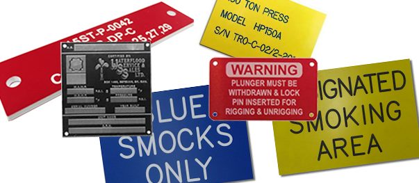 Engraved lamicoid labels and electrical panel tags in contrasting colours