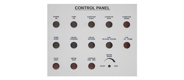 Machine operator panel sample with labels