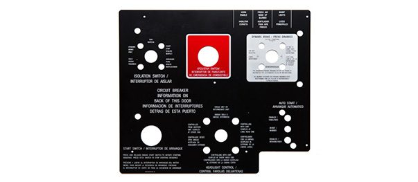 Instrument faceplate sample with printed graphics
