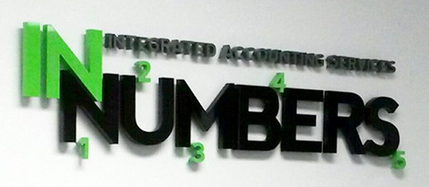 Corporate reception signage with raised lettering