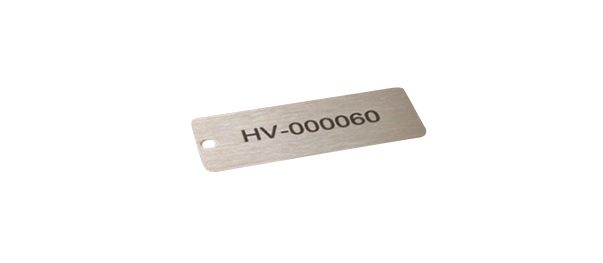 Brushed stainless steel nameplate sample
