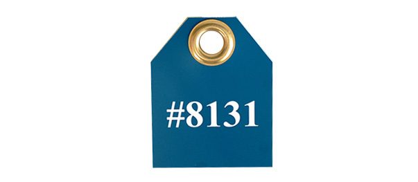 Aluminum valve tag sample with stamped numbers