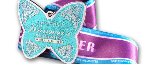 Gold and silver medallions with custom ribbon