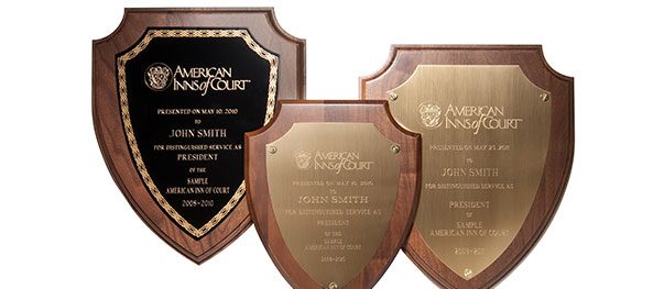 Engraved wood and metal recognition plaques