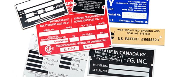 Engraved industrial nameplates and lamicoid labels